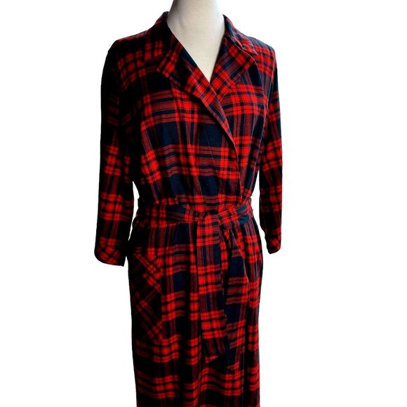 Vtg. Bard's Women’s M L Wool blend bath robe red plaid - Picture 9 of 13
